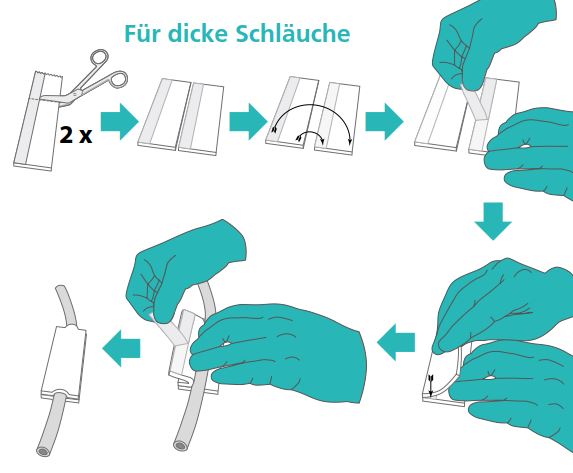 Abpolsterung dicker Schläuche