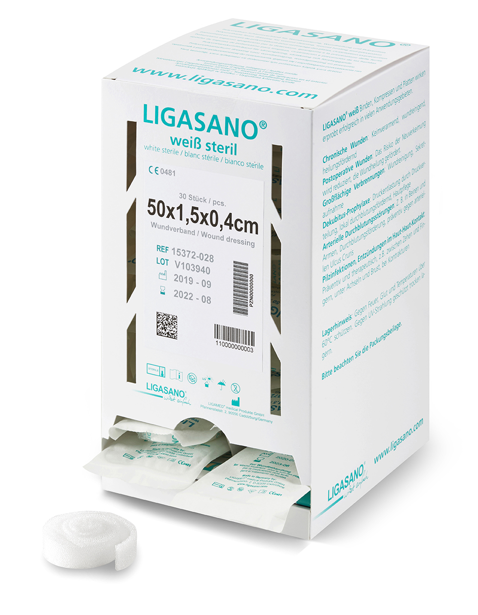 15372 LIGASANO weiß steril Wundputzer interdigital Spenderbox