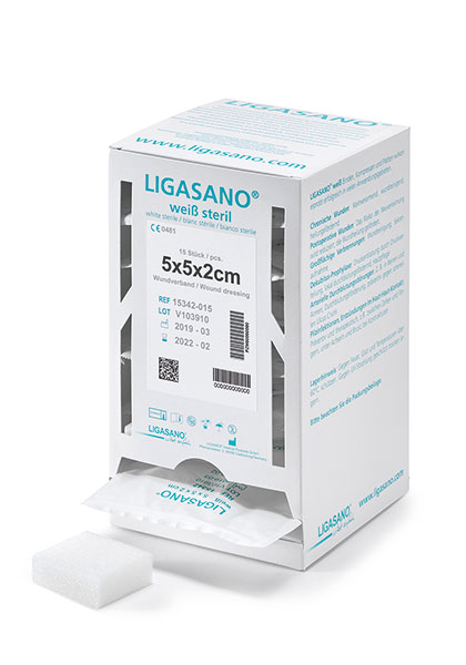 LIGASANO weiß steril Wundputzer Spenderbox 5x5x2 cm
